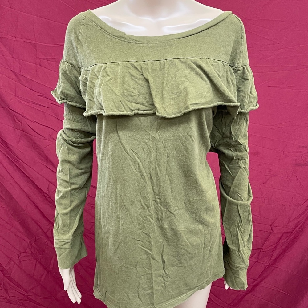 Lane Bryant Olive Green ruffle top size 26/28